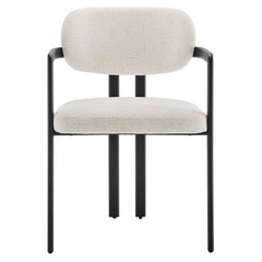 Elio Black/Cream Barrel Fabric and Metal Dining Chair - Ornate Home