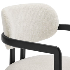 Elio Black/Cream Barrel Fabric and Metal Dining Chair - Ornate Home