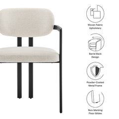 Elio Black/Cream Barrel Fabric and Metal Dining Chair - Ornate Home
