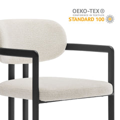 Elio Black/Cream Barrel Fabric and Metal Dining Chair - Ornate Home