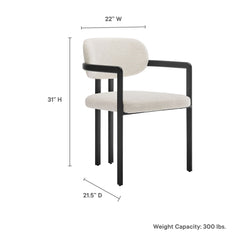 Elio Black/Cream Barrel Fabric and Metal Dining Chair - Ornate Home