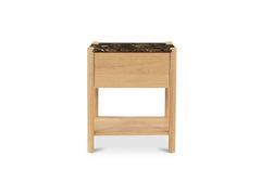 Elio Dark Emperador Marble/Natural Nightstand - Ornate Home