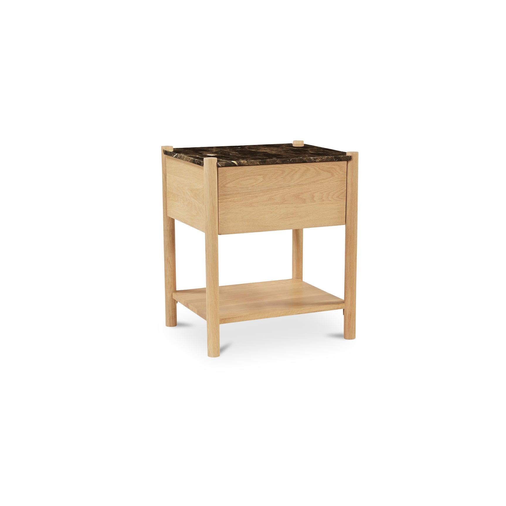 Elio Dark Emperador Marble/Natural Nightstand - Ornate Home