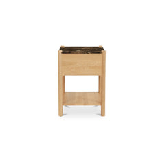Elio Dark Emperador Marble/Natural Nightstand - Ornate Home