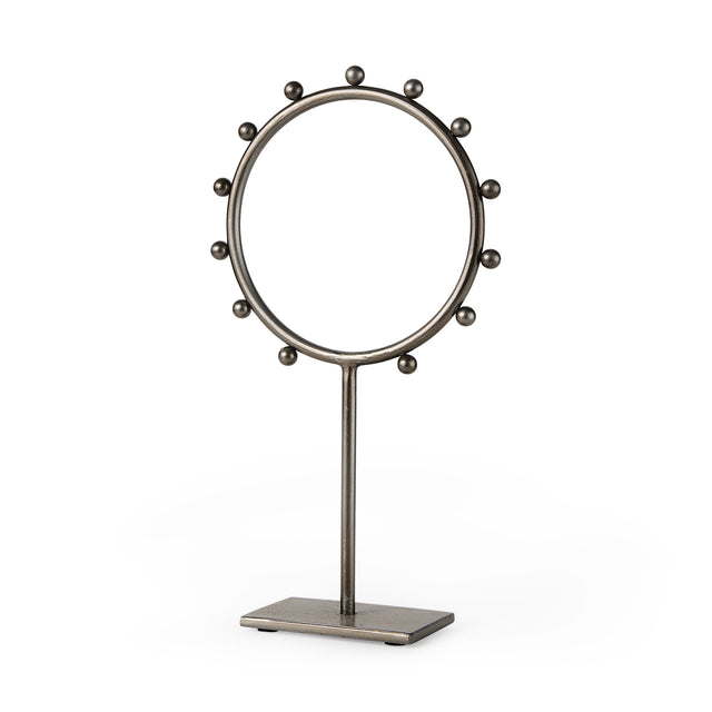 Elio Gunmetal Gray Large Studded Hoop Object - Ornate Home