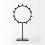Elio Gunmetal Gray Large Studded Hoop Object - Ornate Home
