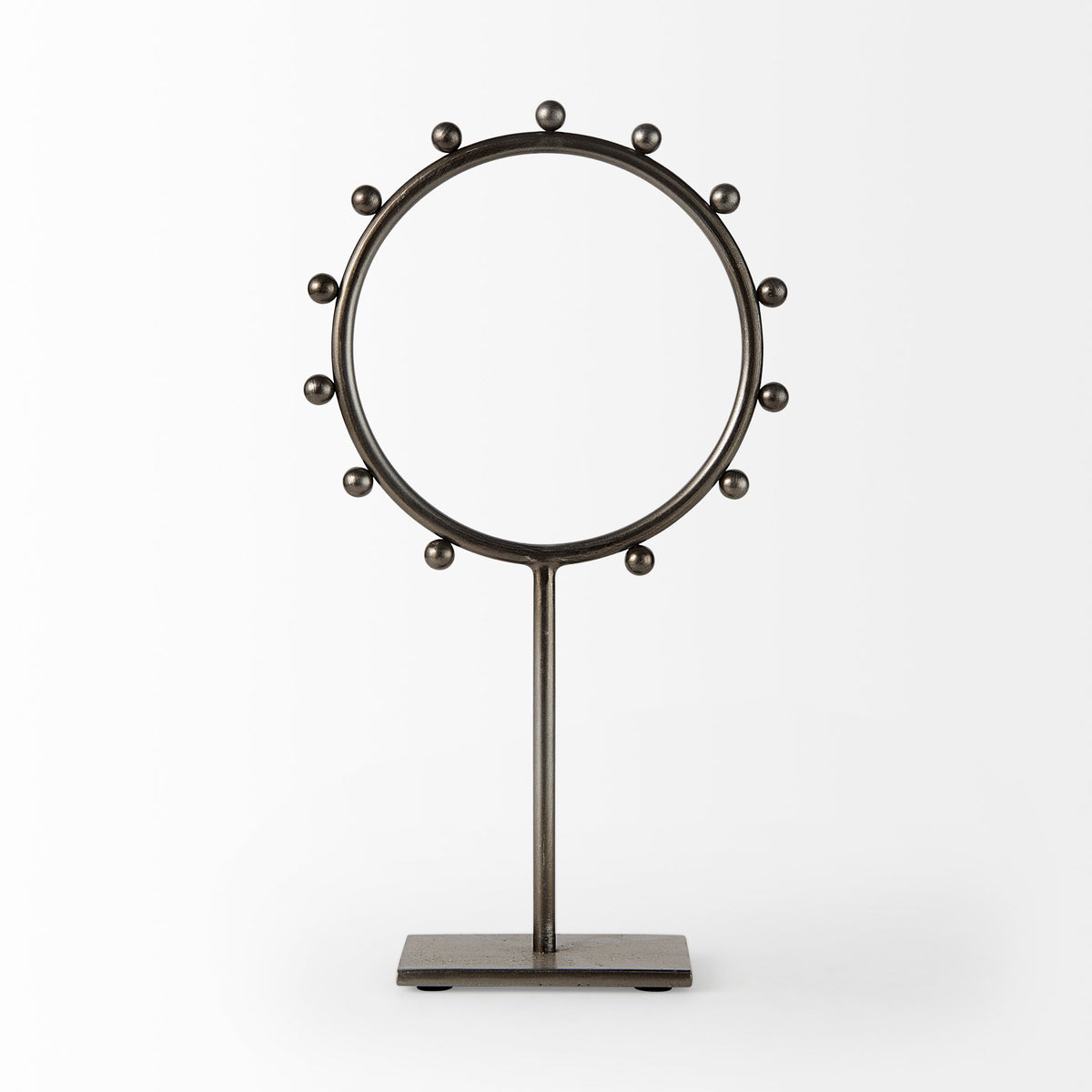 Elio Gunmetal Gray Large Studded Hoop Object - Ornate Home