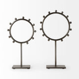 Elio Gunmetal Gray Large Studded Hoop Object - Ornate Home
