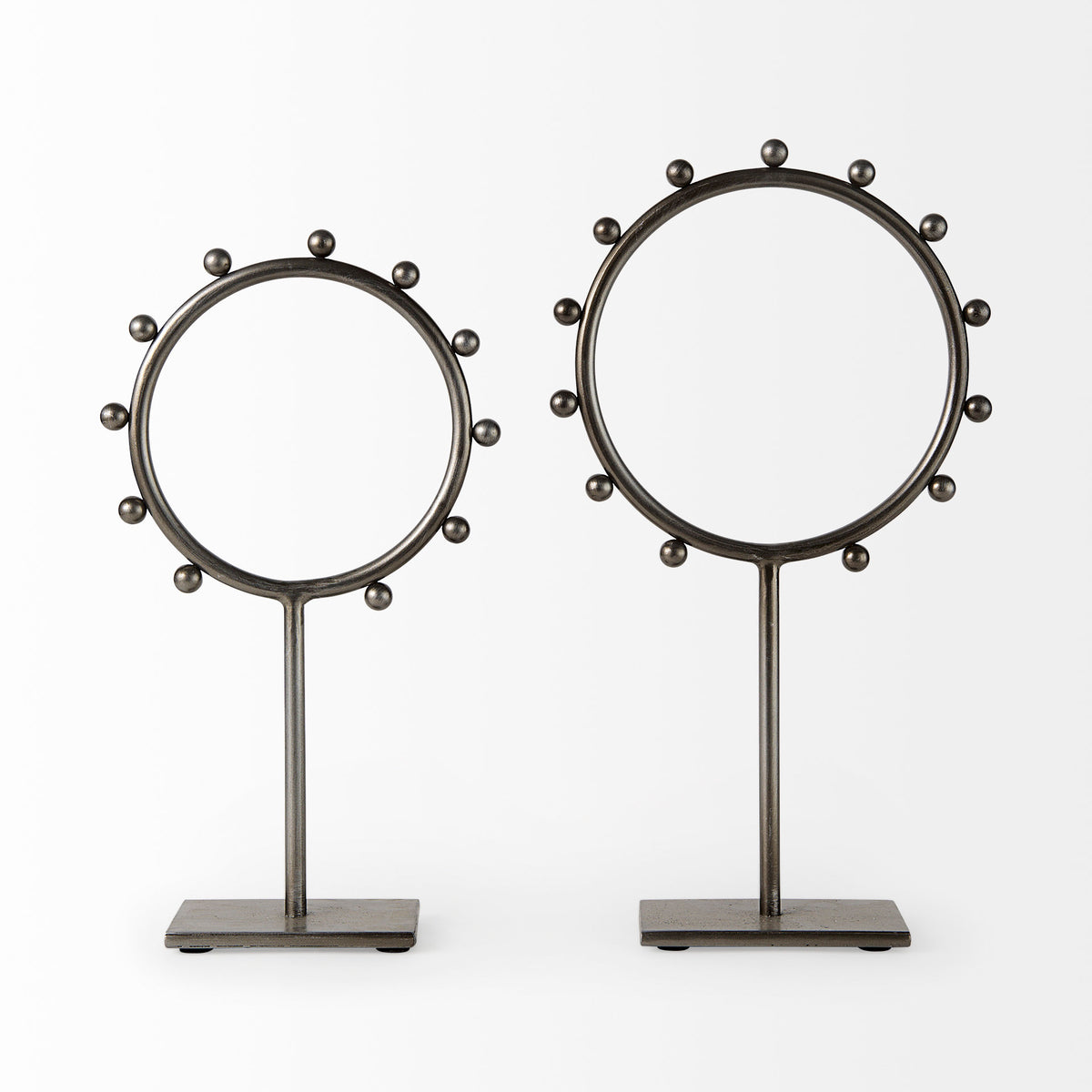 Elio Gunmetal Gray Large Studded Hoop Object - Ornate Home