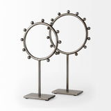 Elio Gunmetal Gray Large Studded Hoop Object - Ornate Home