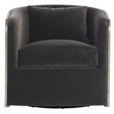 Eliot Burnished Aluminum/Grey Fabric Swivel Chair - Ornate Home