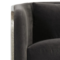 Eliot Burnished Aluminum/Grey Fabric Swivel Chair - Ornate Home