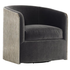Eliot Burnished Aluminum/Grey Fabric Swivel Chair - Ornate Home