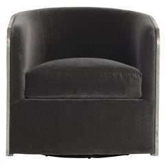 Eliot Burnished Aluminum/Grey Fabric Swivel Chair - Ornate Home