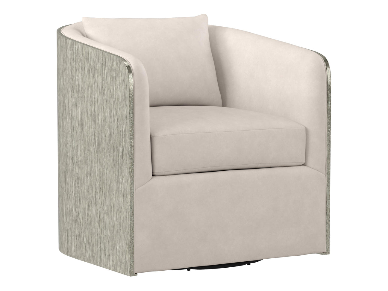 Eliot Burnished Aluminum/White/Cream Leather Swivel Chair - Ornate Home