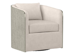 Eliot Burnished Aluminum/White/Cream Leather Swivel Chair - Ornate Home