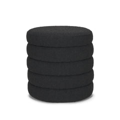 Elise Black Boucle Upholstered Storage Ottoman - Ornate Home