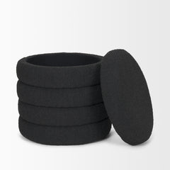 Elise Black Boucle Upholstered Storage Ottoman - Ornate Home