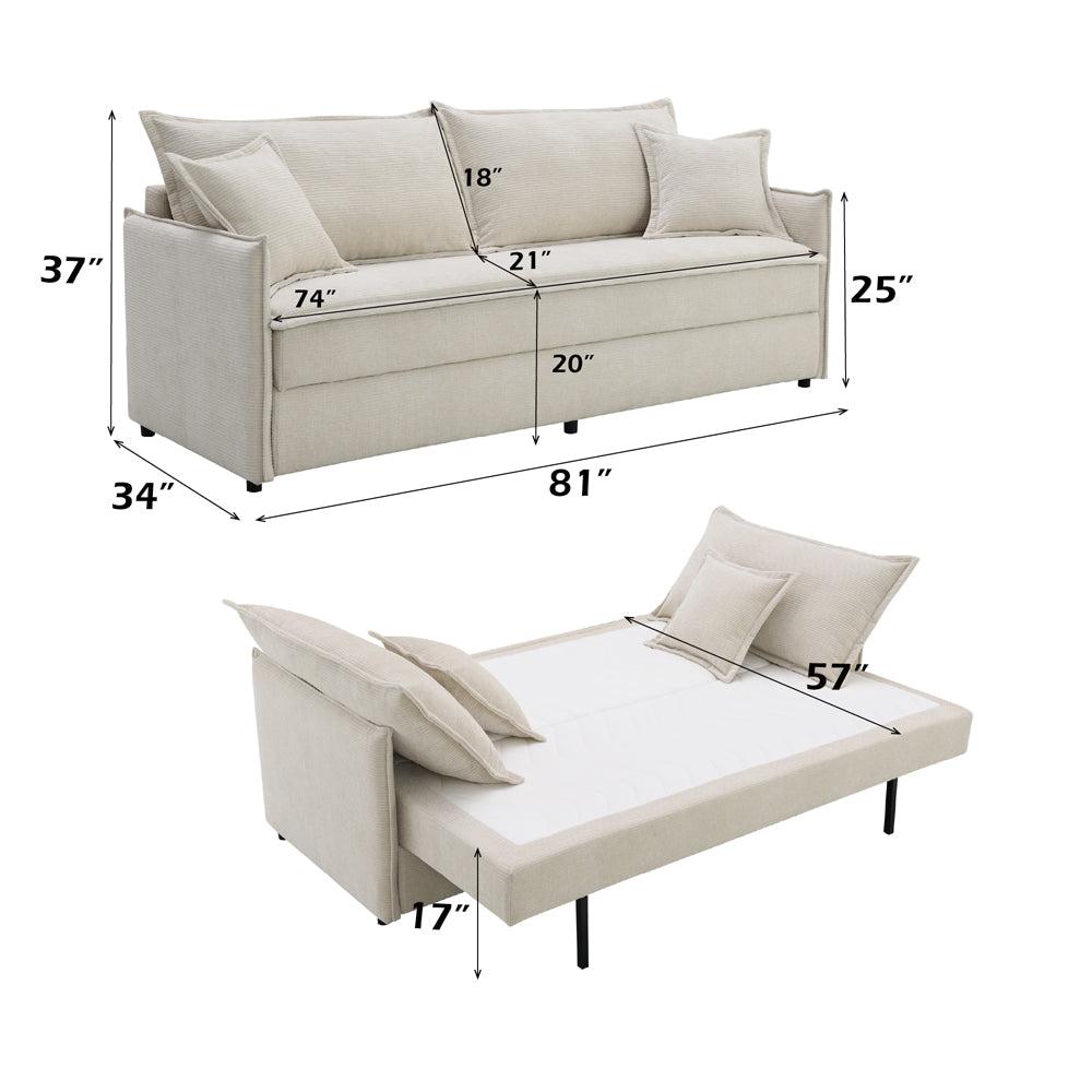 Elisea Beige Sofa w/Sleeper - Ornate Home