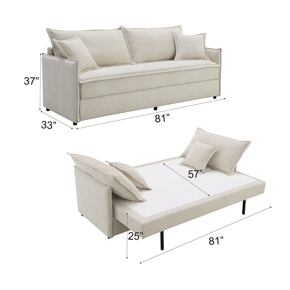 Elisea Beige Sofa w/Sleeper - Ornate Home