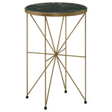 Eliska Antique Gold Round Green Marble Top Accent Side Table - Ornate Home