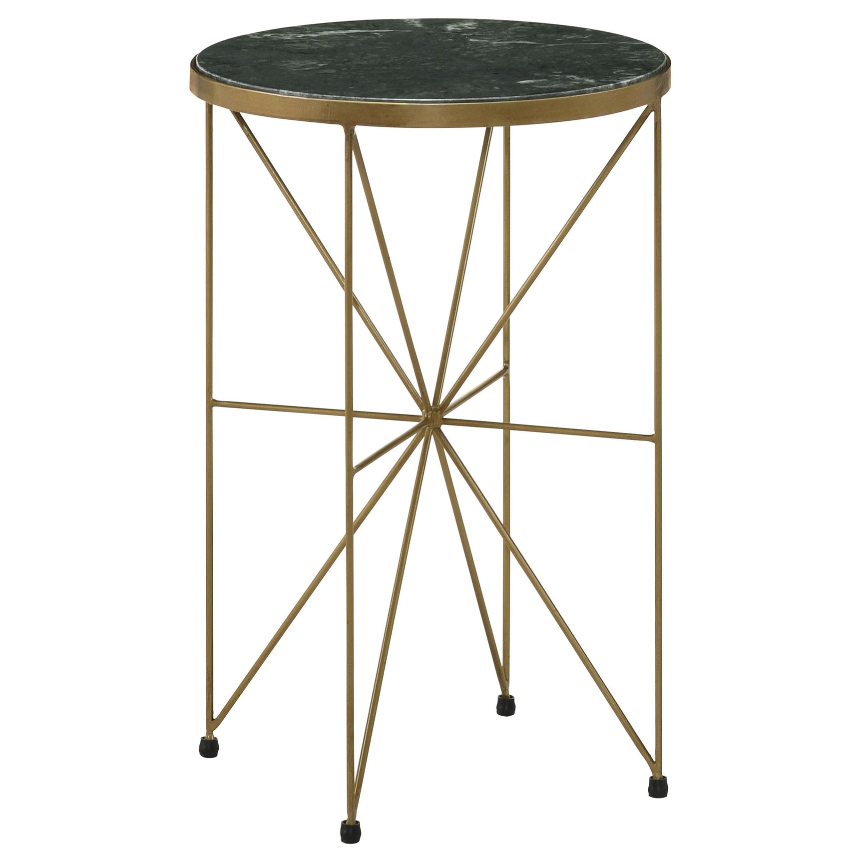 Eliska Antique Gold Round Green Marble Top Accent Side Table - Ornate Home