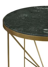 Eliska Antique Gold Round Green Marble Top Accent Side Table - Ornate Home