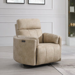 Elison Beige Power Motion Glider Recliner W/Swivel - Ornate Home