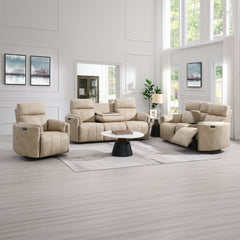 Elison Beige Power Motion Glider Recliner W/Swivel - Ornate Home