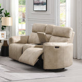Elison Beige Power Motion Loveseat W/Console & Storage - Ornate Home
