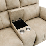 Elison Beige Power Motion Loveseat W/Console & Storage - Ornate Home