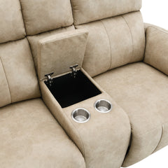 Elison Beige Power Motion Loveseat W/Console & Storage - Ornate Home