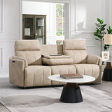 Elison Beige Power Motion Sofa W/Drop Table - Ornate Home