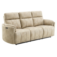 Elison Beige Power Motion Sofa W/Drop Table - Ornate Home