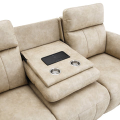 Elison Beige Power Motion Sofa W/Drop Table - Ornate Home