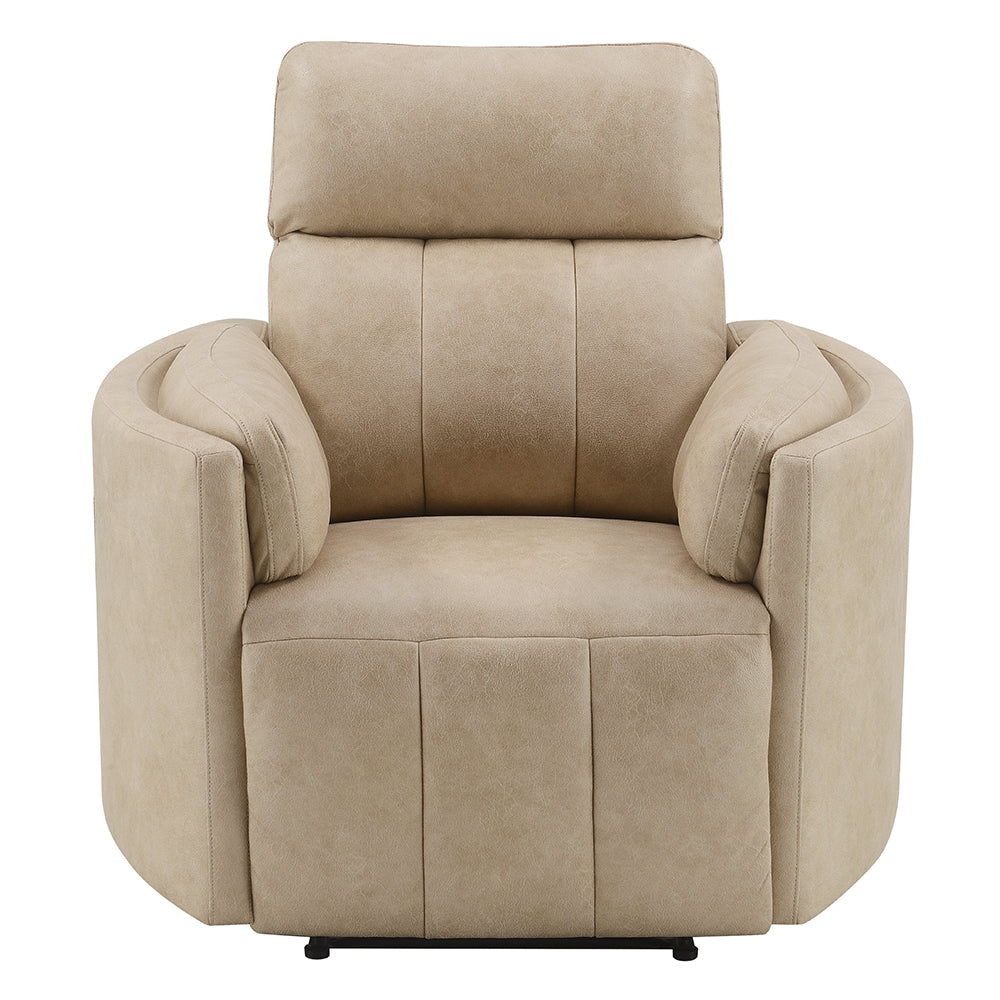 Elison Dark Beige Motion Glider Recliner w/Swivel - Ornate Home