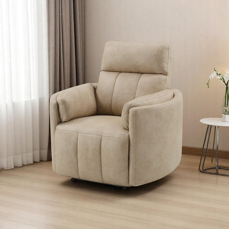 Elison Dark Beige Motion Glider Recliner w/Swivel - Ornate Home