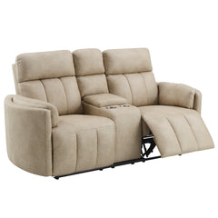 Elison Dark Beige Motion Loveseat w/Console - Ornate Home