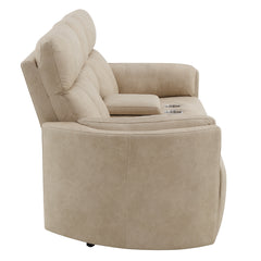 Elison Dark Beige Motion Loveseat w/Console - Ornate Home