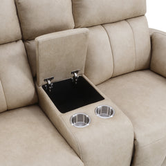 Elison Dark Beige Motion Loveseat w/Console - Ornate Home