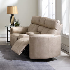 Elison Dark Beige Motion Loveseat w/Console - Ornate Home