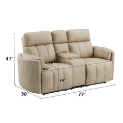 Elison Dark Beige Motion Loveseat w/Console - Ornate Home