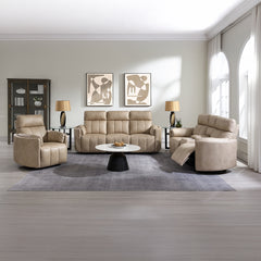 Elison Dark Beige Motion Loveseat w/Console - Ornate Home