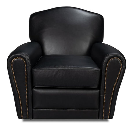 Elite Black French Club Swivel Chair - Ornate Home