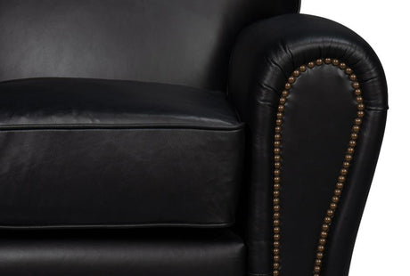 Elite Black French Club Swivel Chair - Ornate Home