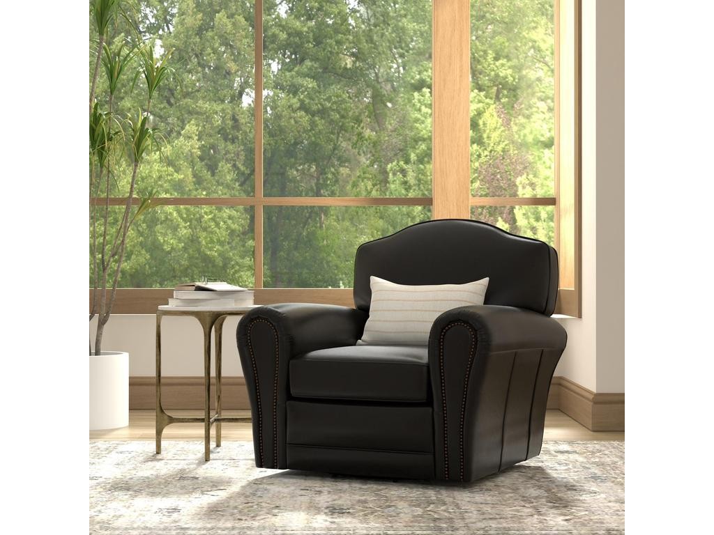 Elite Black French Club Swivel Chair - Ornate Home