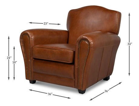Elite Brown French Club Chair - Ornate Home