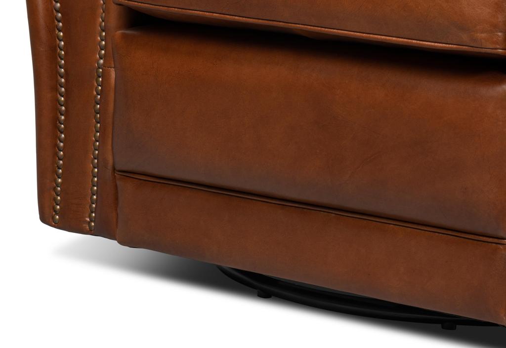 Elite Brown French Club Swivel Chair - Ornate Home