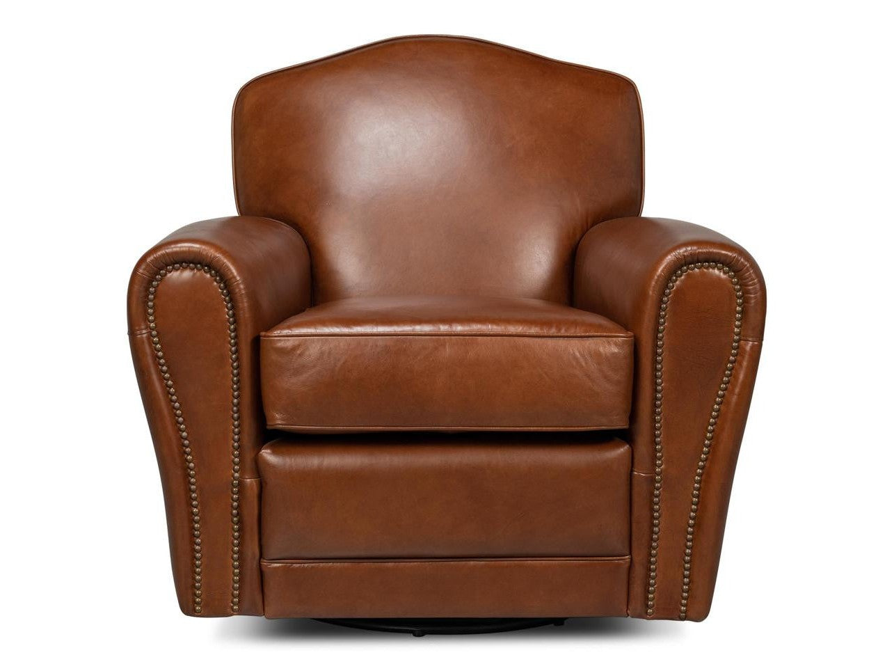 Elite Brown French Club Swivel Chair - Ornate Home