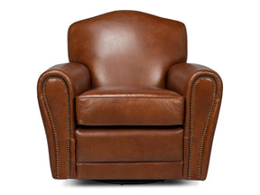 Elite Brown French Club Swivel Chair - Ornate Home